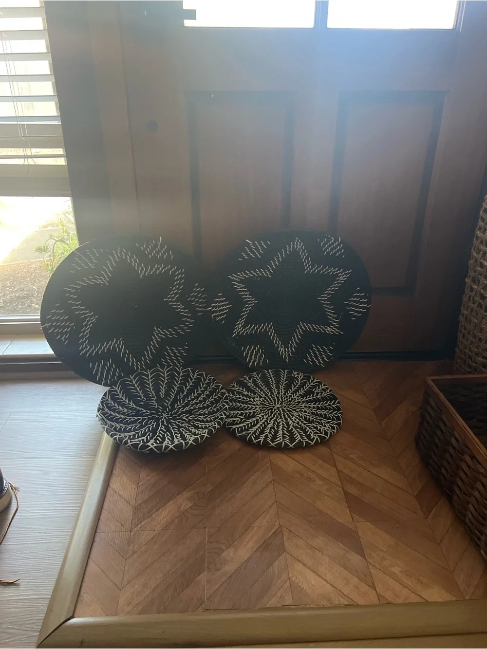 Handwoven Black & White Star Accent Baskets - Home Accents